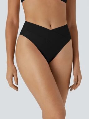 Halara NWT Black Crossover Bikini Bottoms Sz Medium